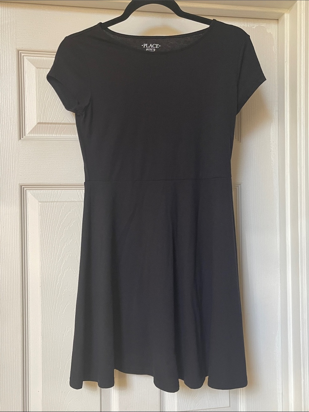 The Children’s Place girls short sleeve cotton jersey knit black dress, XXL 16
